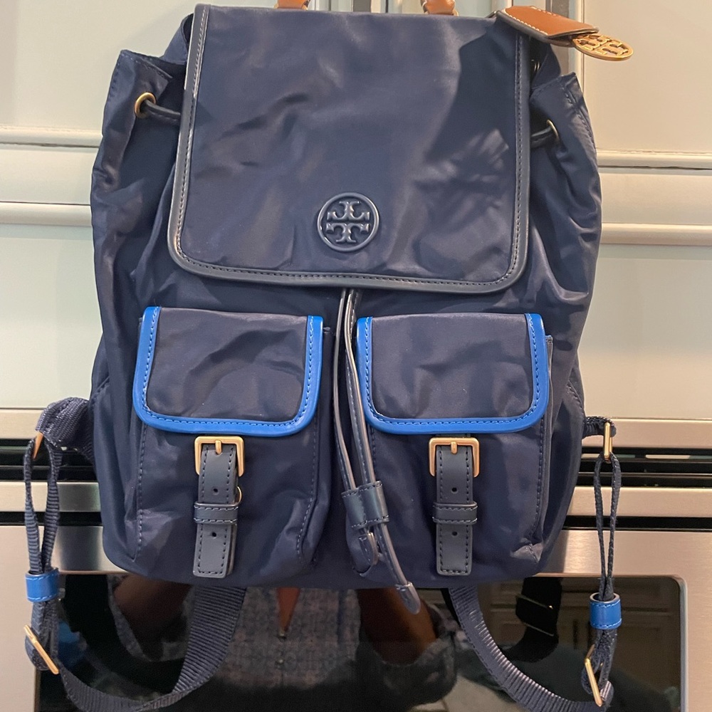 Tory Burch Flap Nylon Drawstring Backpack - image 1